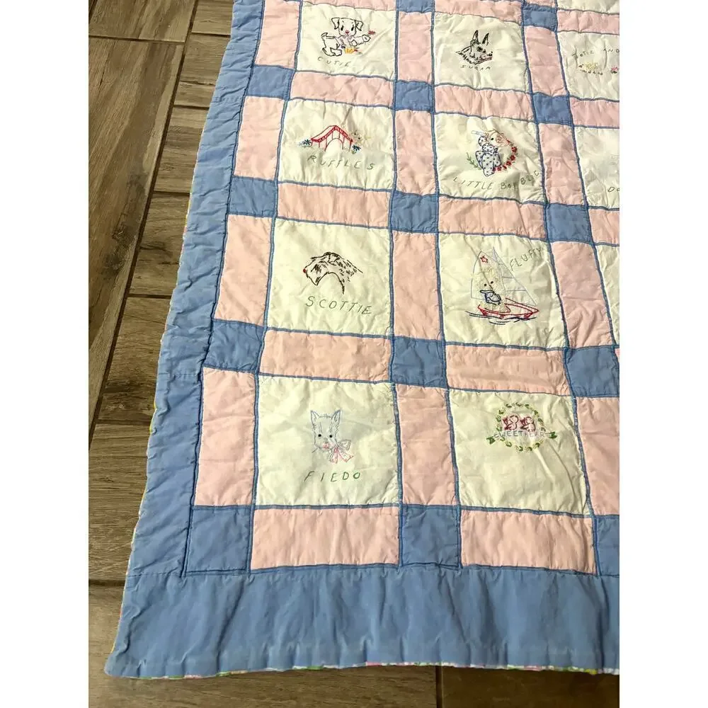 VTG Colorful Patchwork Alphabet Quilt Throw Wall Decor 50